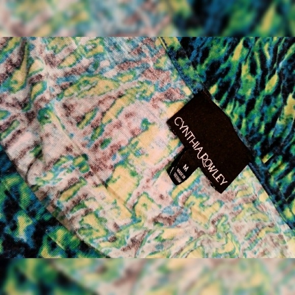 Cynthia Rowley 3/4 sleeve blue and green blouse - Picture 4 of 4