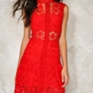 Laguna Crochet Lace Dress Red-L