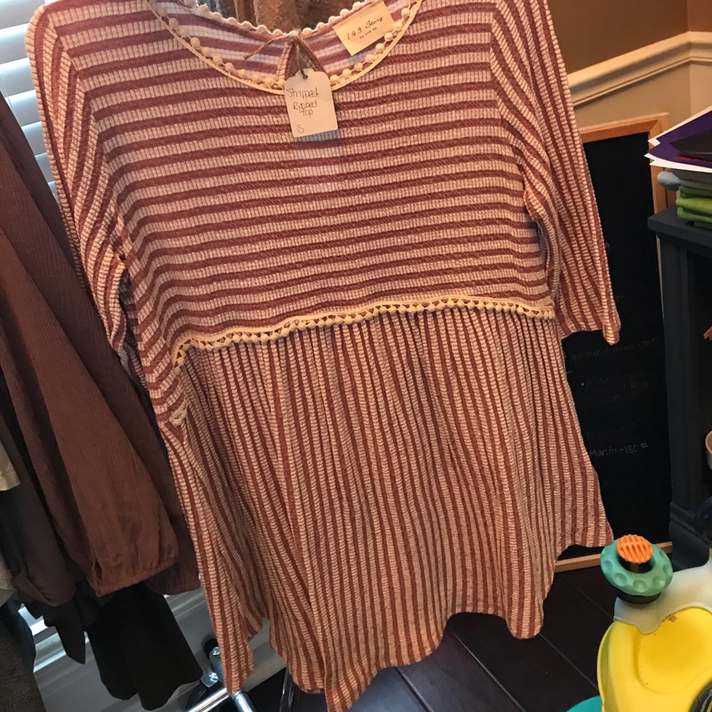 Stripped Ribbed Top