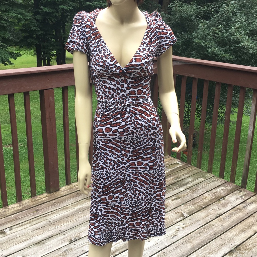leopard print jersey knit betsey johnson dress M