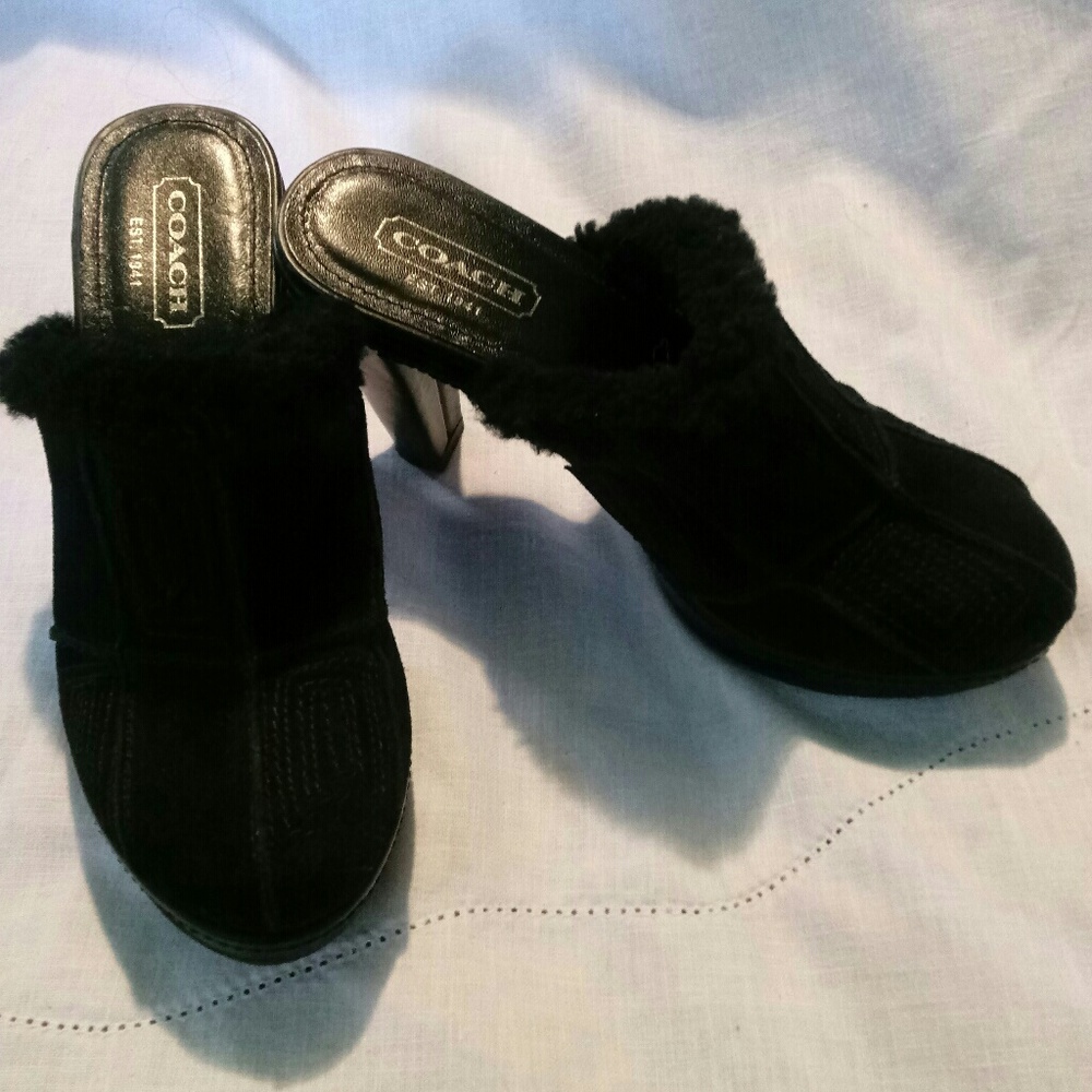 Coach Aubrey suede Patchwork clogs