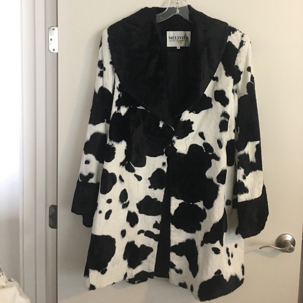 Melivier Feux Fur Cow Print Coat