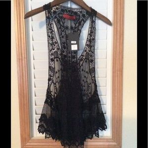 Black Lace top / bikini cover-up.       Size M/L