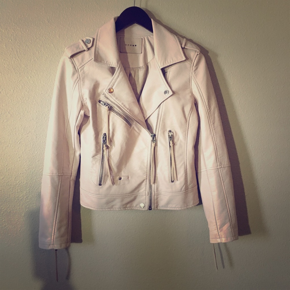 [BLANKNYC]Faux/Vegan Leather Soft Pink Moto Jacket