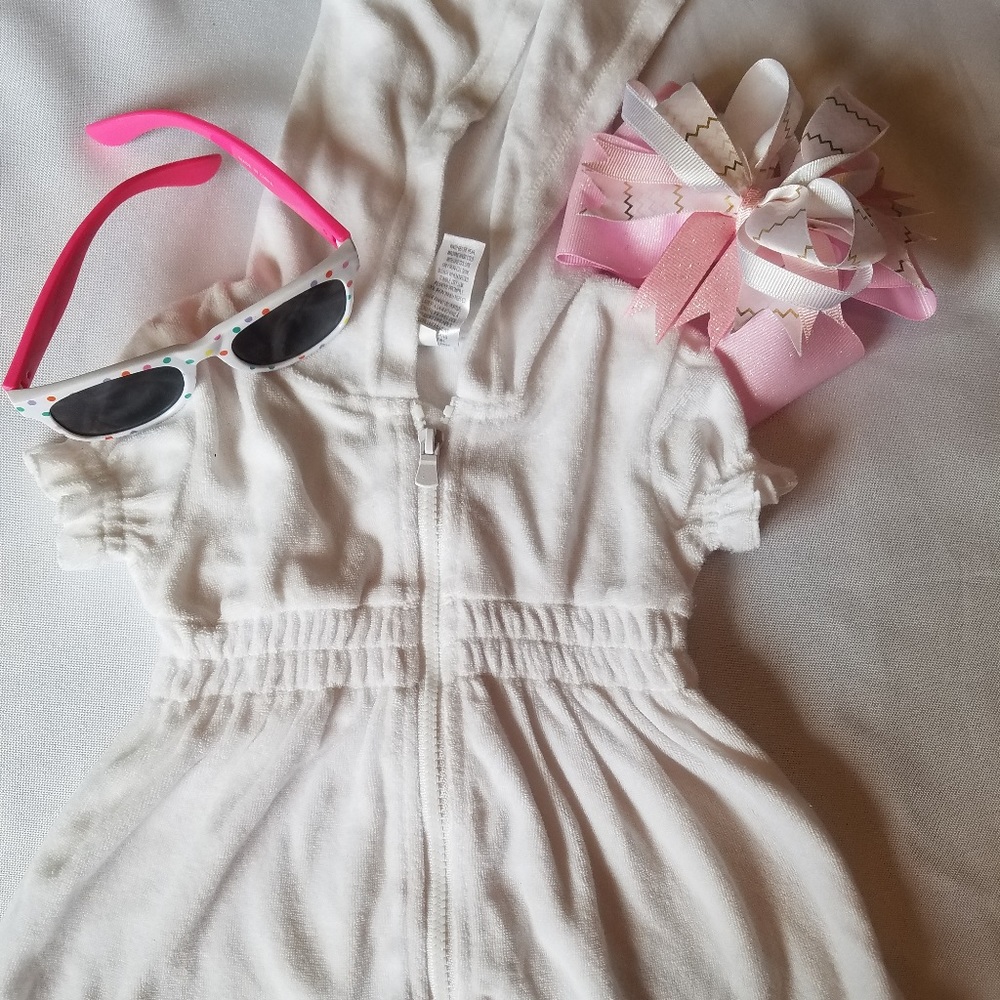 White Bathing suit Coverup w/hoodie