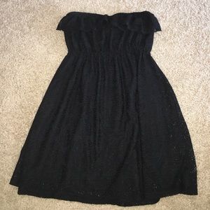 Black strapless lace dress