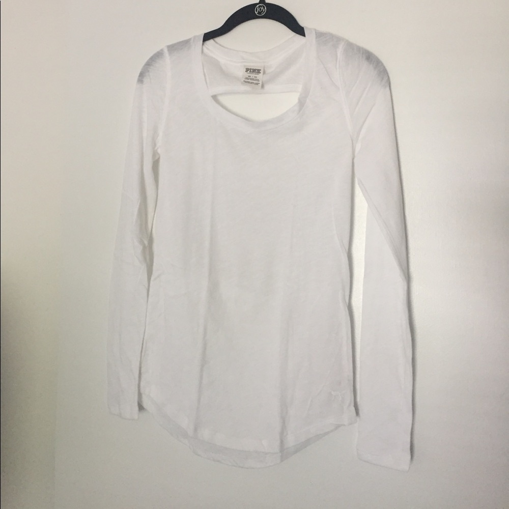 Like new Pink VS long sleeve white shirt