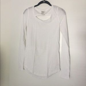 Like new Pink VS long sleeve white shirt