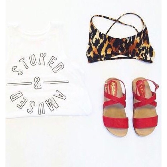 NIB Red Cowhide Hair Leather Boho Sandal - Picture 3 of 5