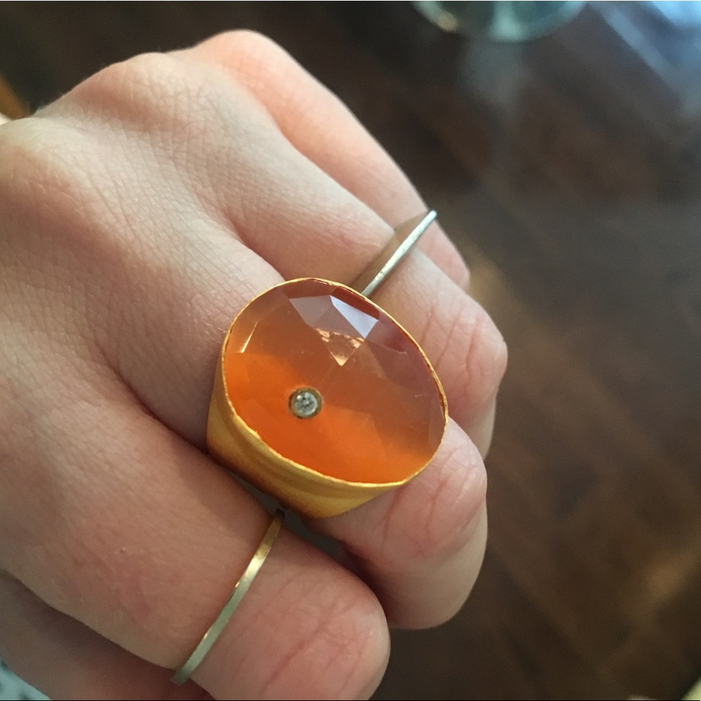 Anthrolopogie Peach Moonstone Ring