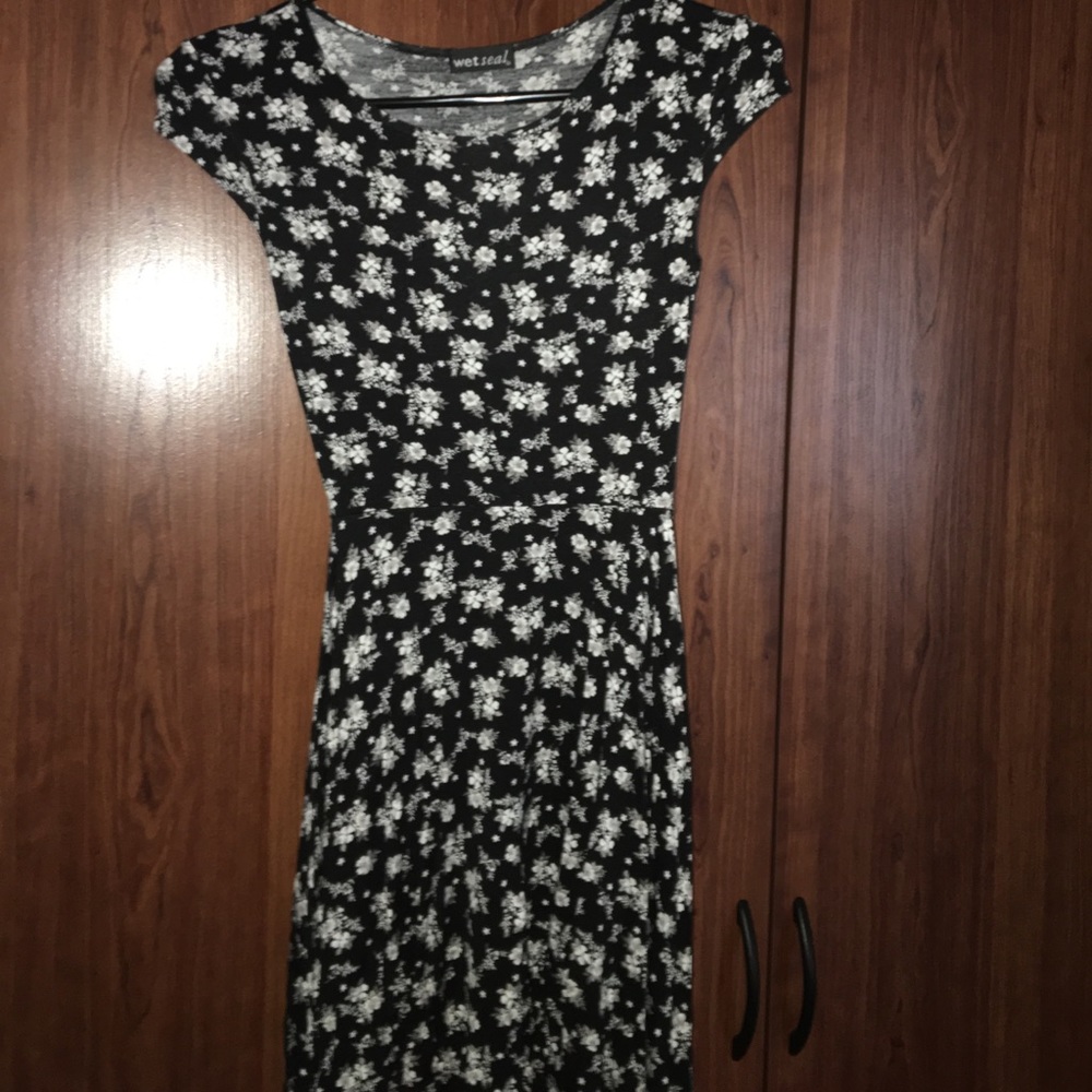 Black Floral Skater Dress