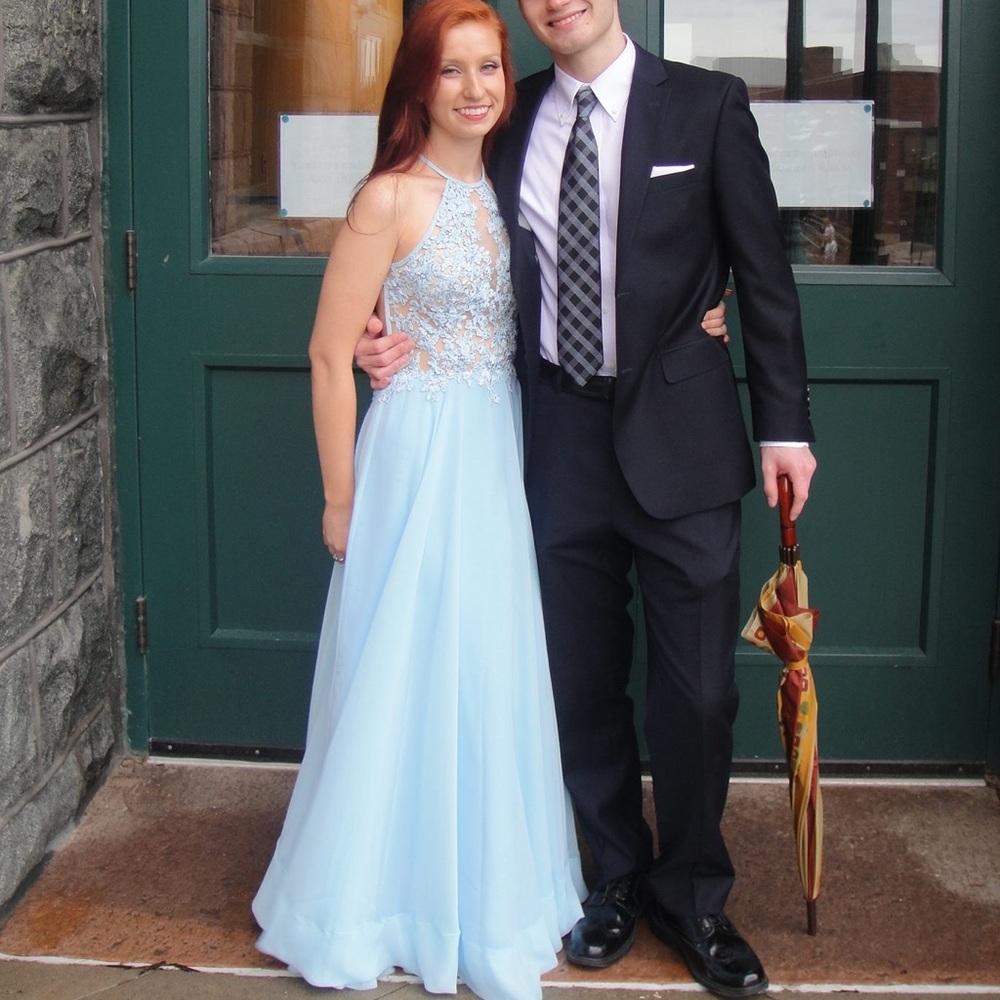 Open back chiffon prom gown