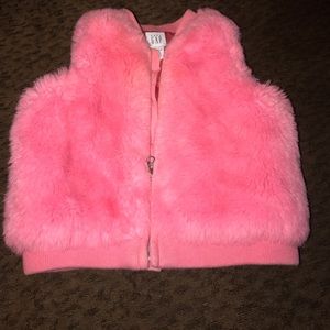Baby GAP pink fur vest 6-12 months