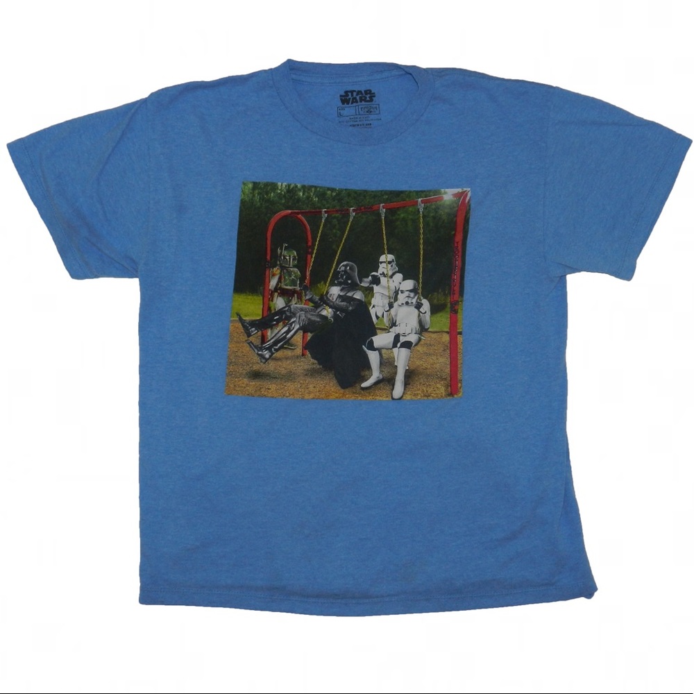 Star Wars swinging in the park