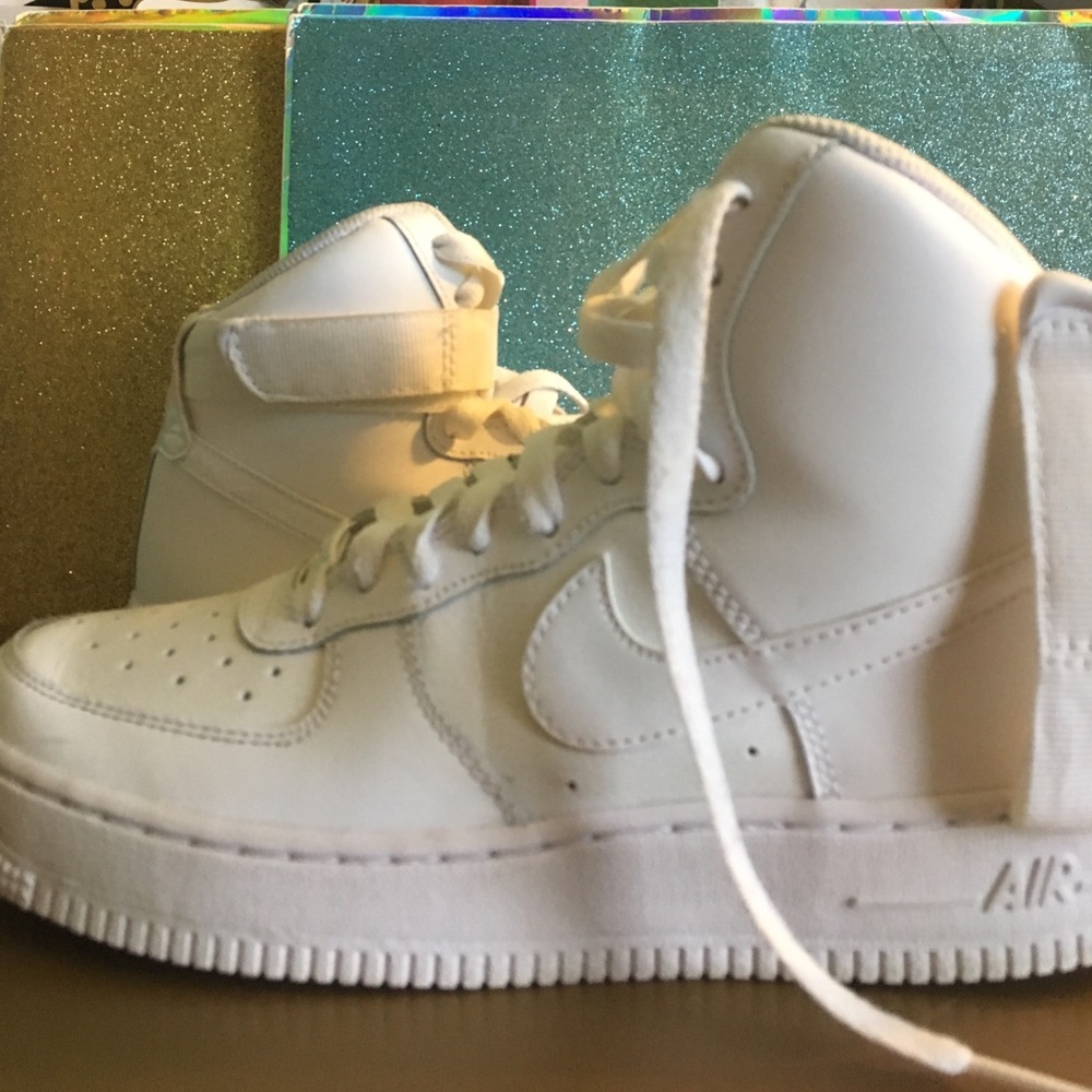 Nike Air Force 1 hightop all white. Size 5.5Y.