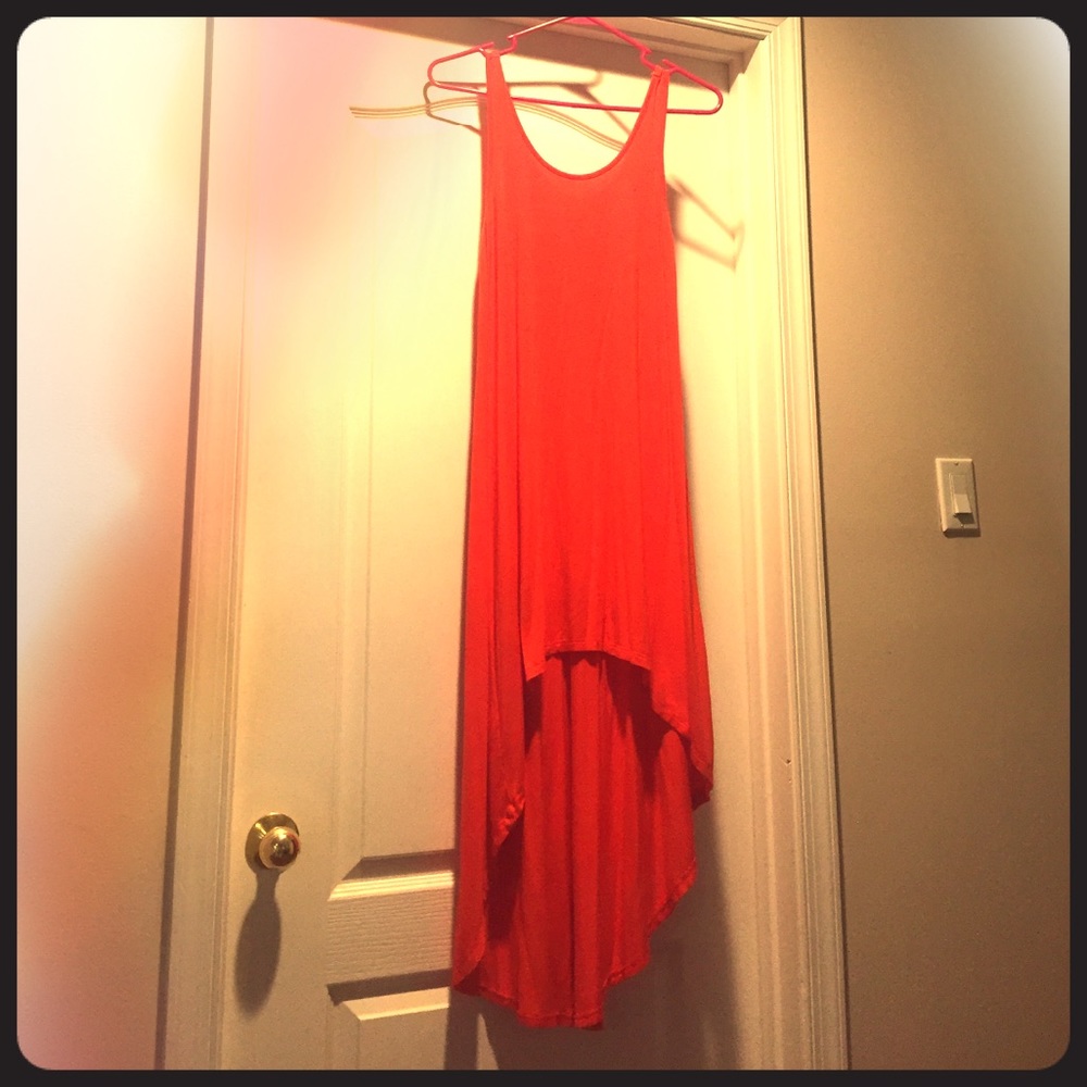 Orange high-low jersey dress