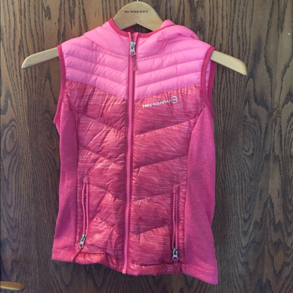 Free Country hooded pink puffer vest
