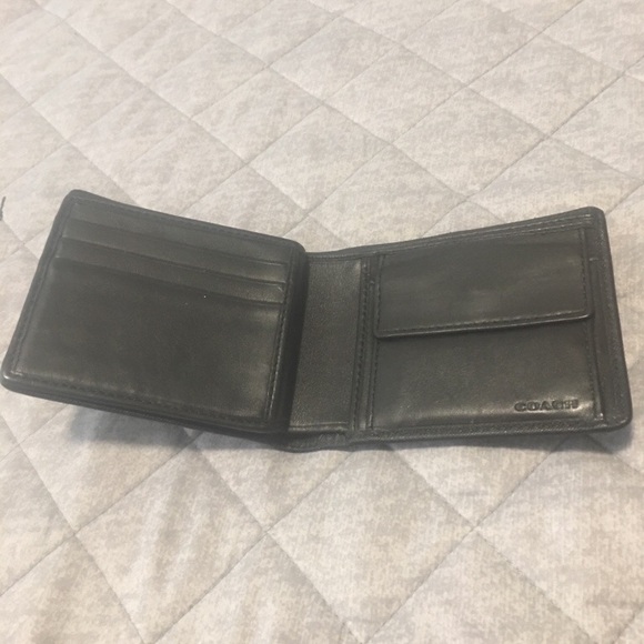 Men's Coach Black Canvas Leather Wallet - Picture 4 of 5