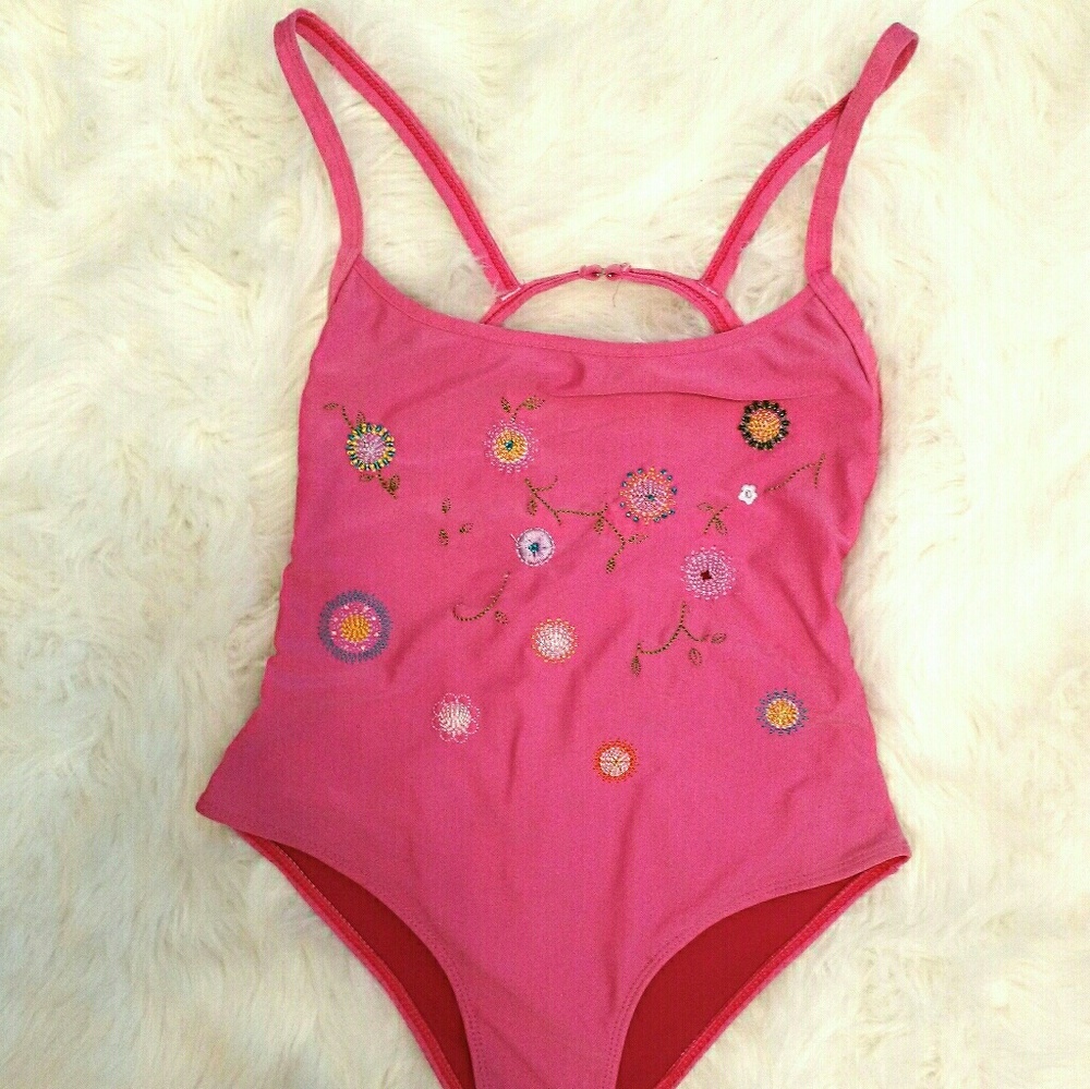 NWT Hand Embroidered One Piece Bathing Suit