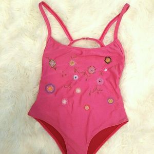 NWT Hand Embroidered One Piece Bathing Suit