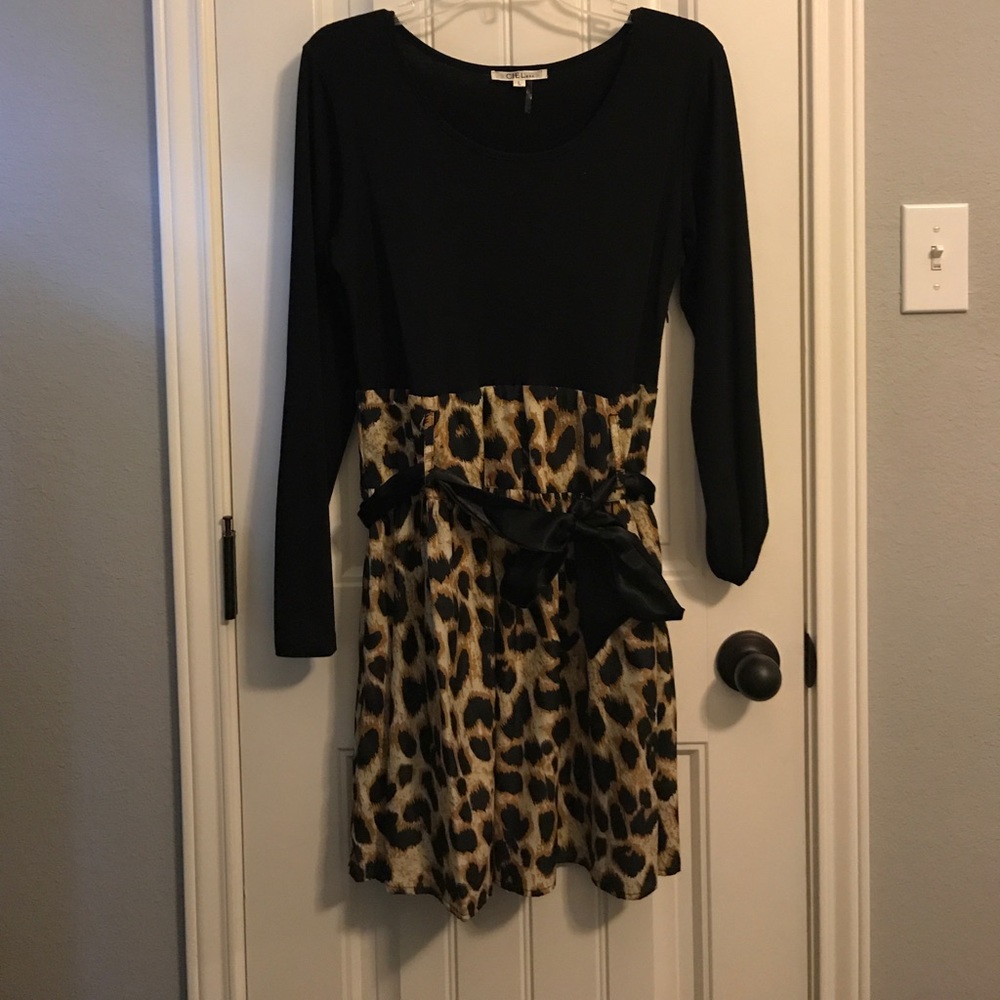 Black and leopard dress