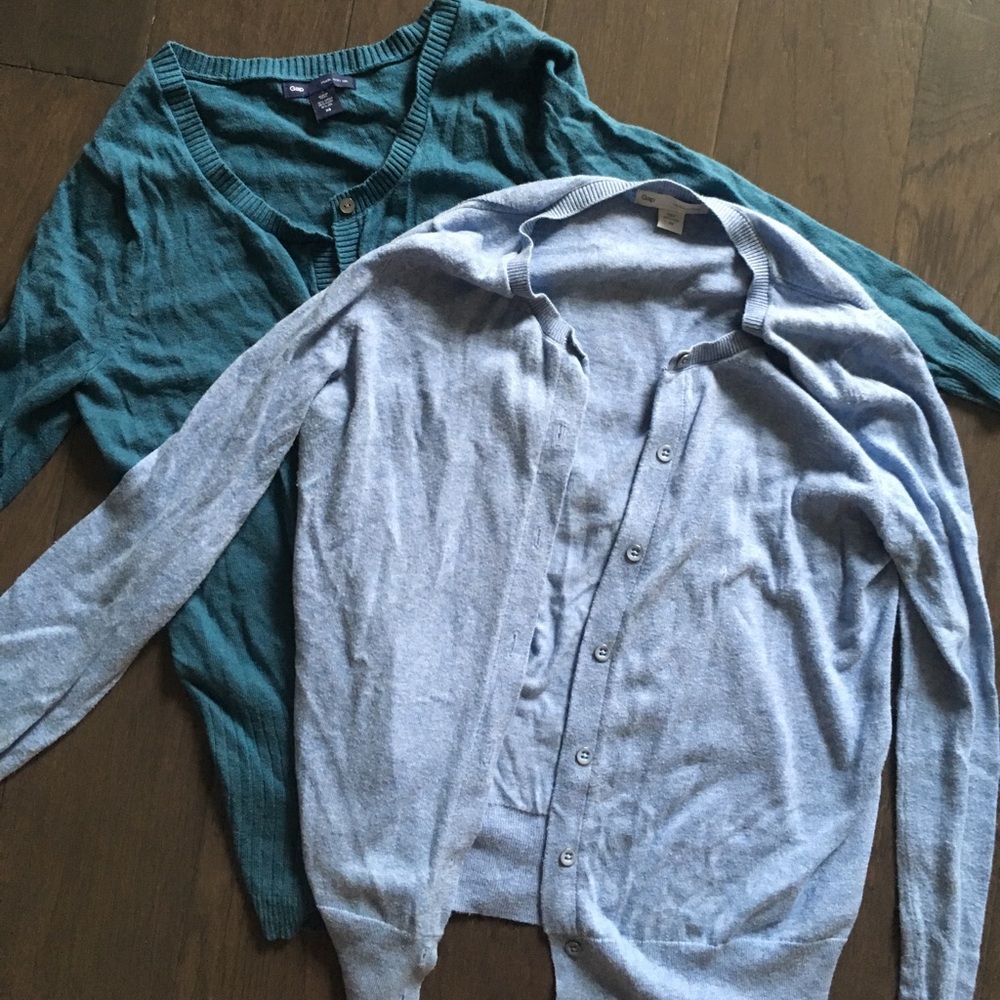 Turquoise and sky blue cardigans bundle