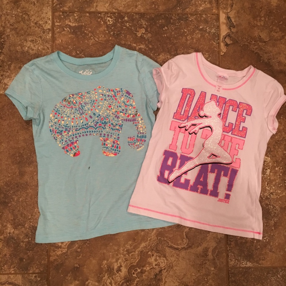 Justice girls size 6&8 set of 2 shirts