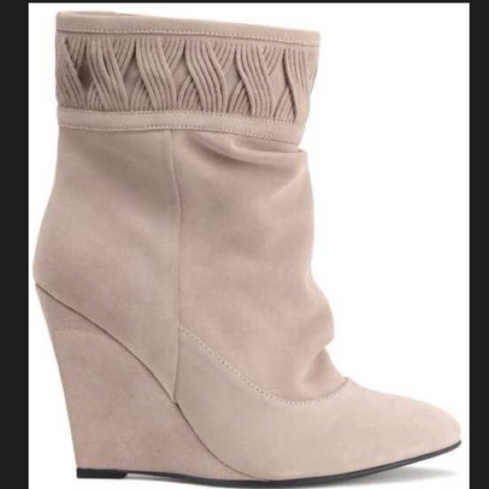 H&M Suede Wedge Booties