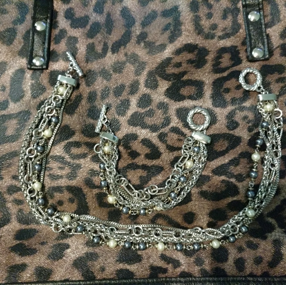 Lia Sophia multi chain necklace and bracelet
