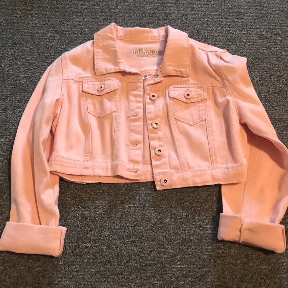 Baby Pink Cropped Jean Jacket