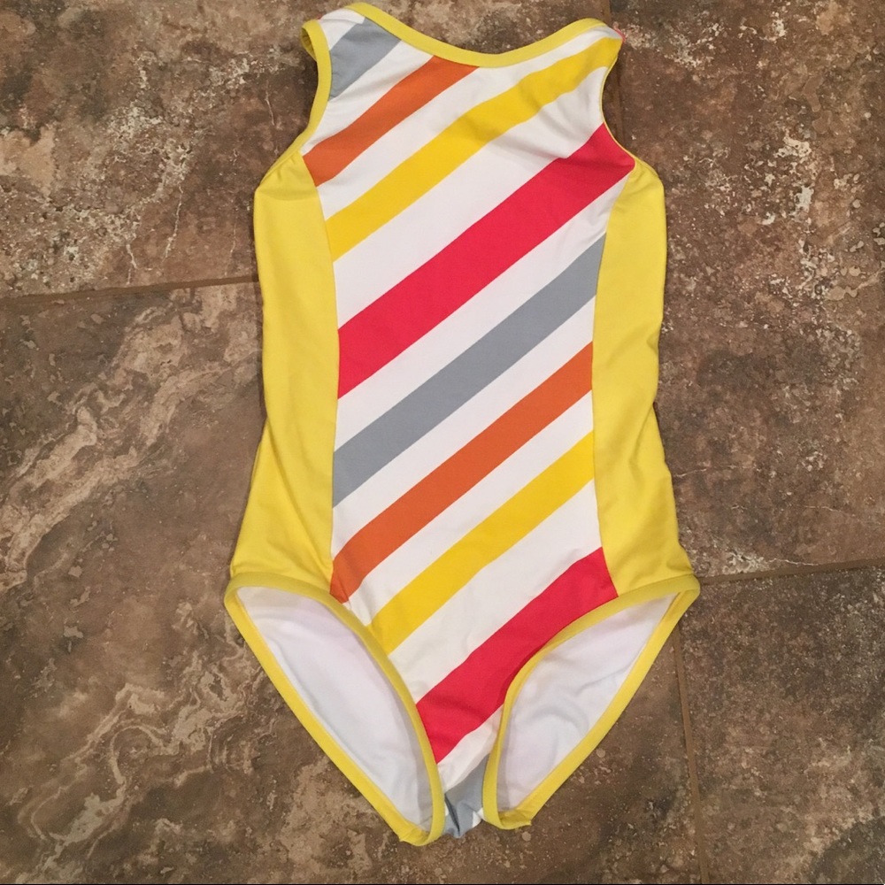 Chez Ami girls striped swim suit size 8