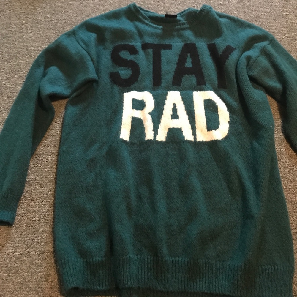 Teal "Stay Rad" oversized sweater