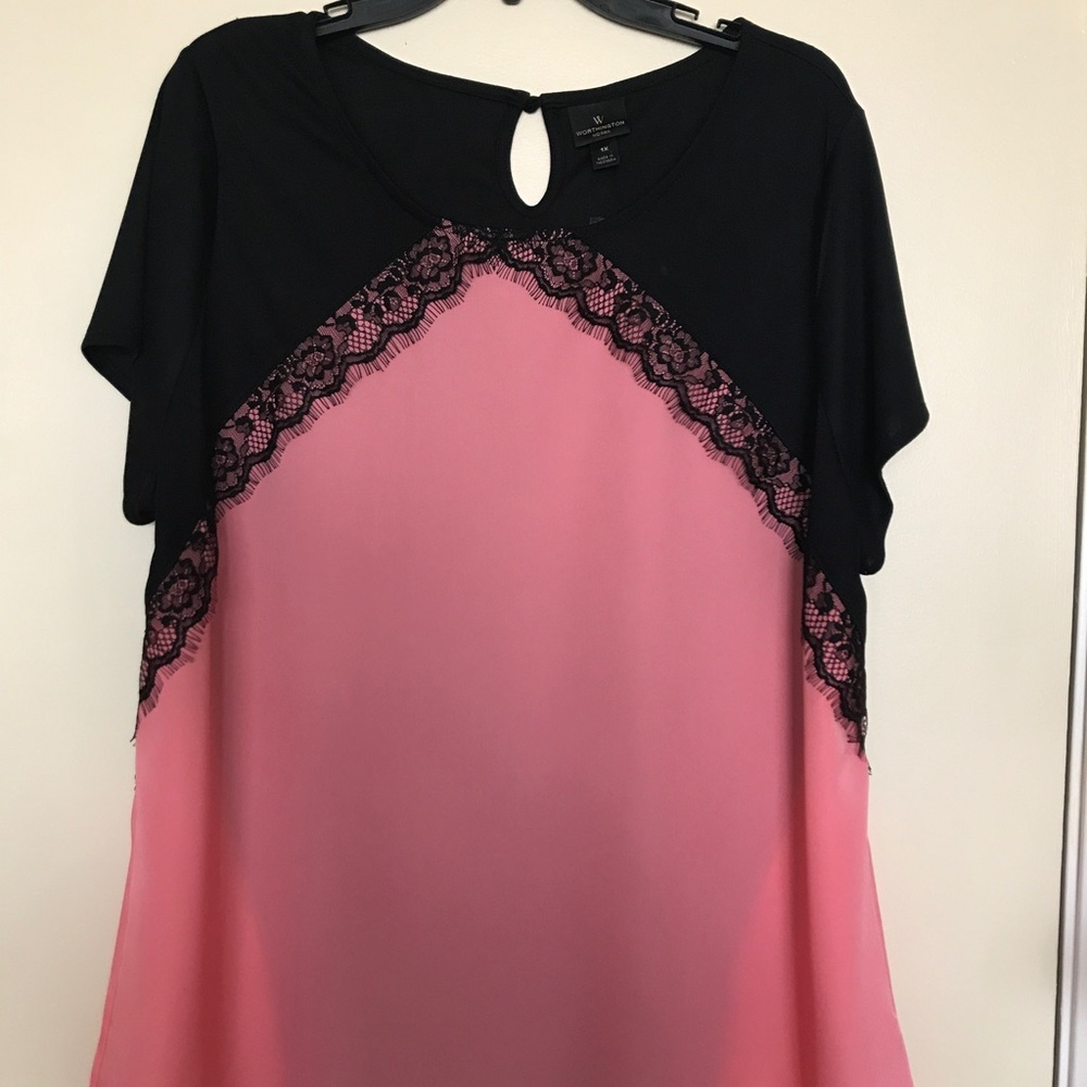 NWT Worthington 1x pink blouse