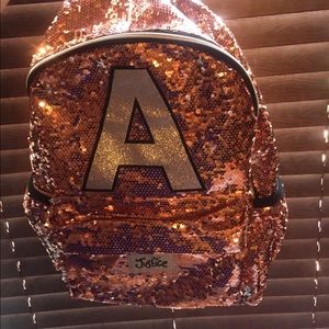 Justice Sparkle Backpack Rose Gold Sequin