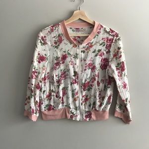 Cropped floral bomber jacket