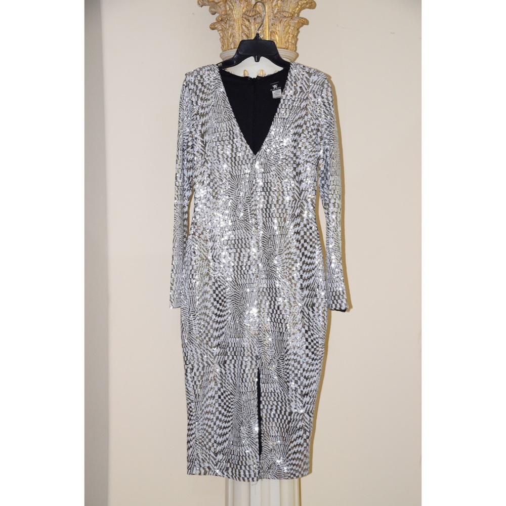 Va Va Voom silver and black Sequin dress