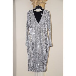 Va Va Voom silver and black Sequin dress