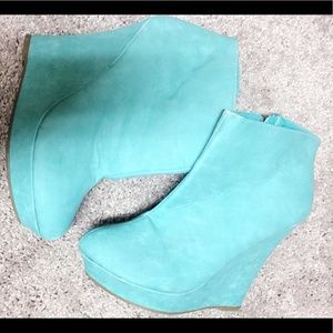 Turquoise wedge heels