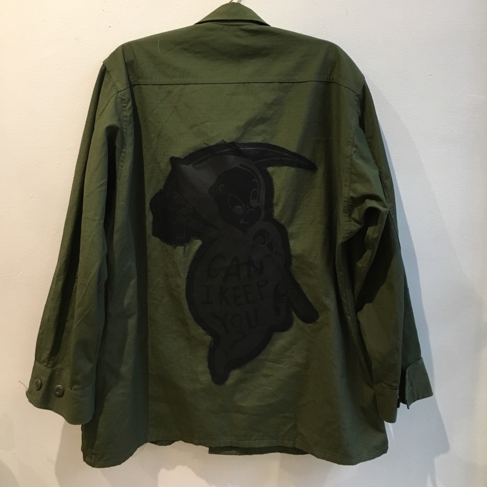 Vintage Army Jacket W/ Hand-sewn Back Patch