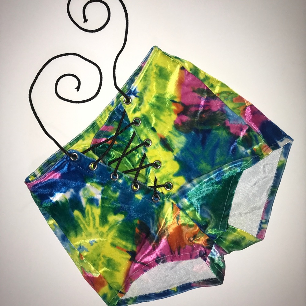 BAD VIBES PSYCHEDELIC TECHNO SEUDE RAVE SHORTS