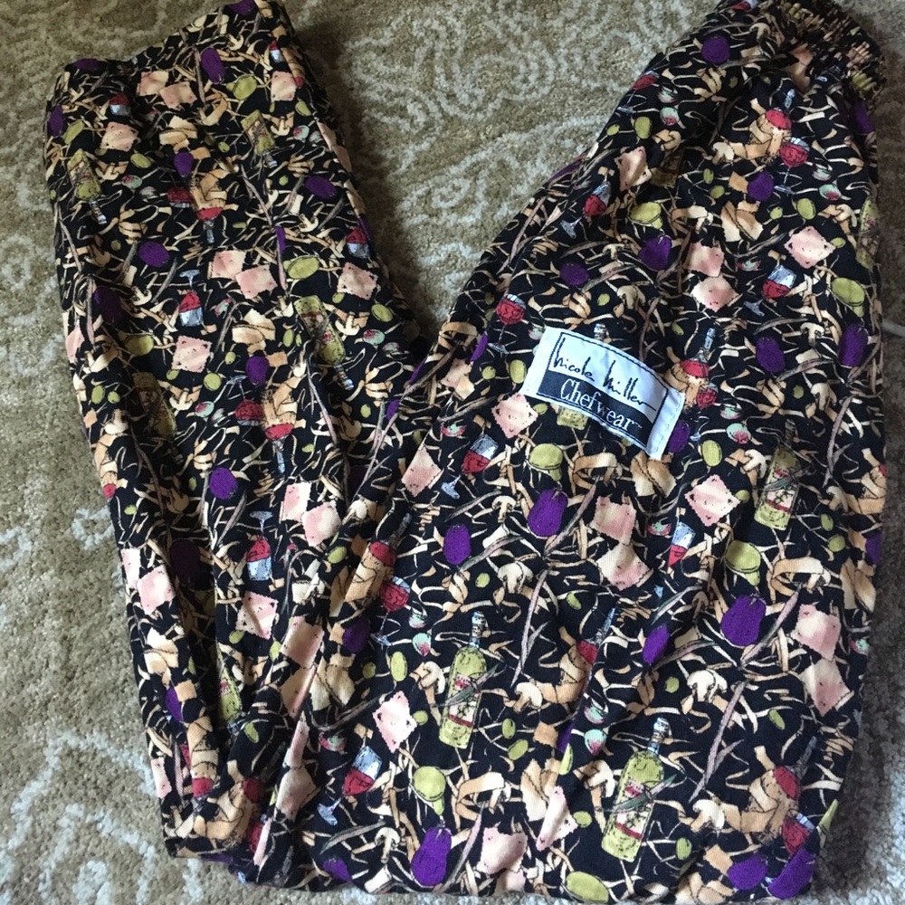 Nicole Miller Chef Wear Wine Pants XS