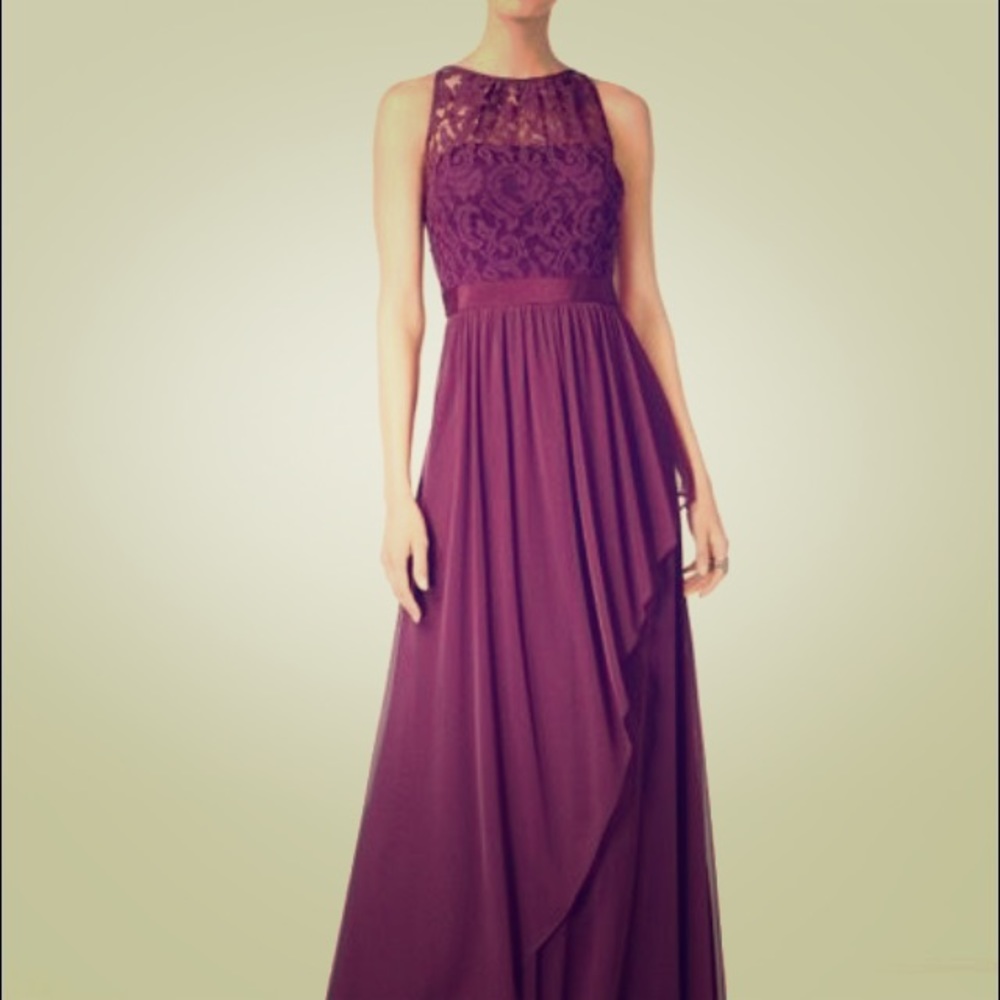 Adrianna Papell bridesmaid lace dress Eggplant