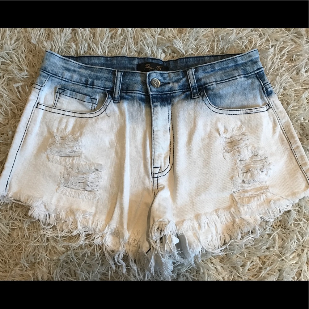 Klique B High Rise Fray Cut Off Denim Shorts
