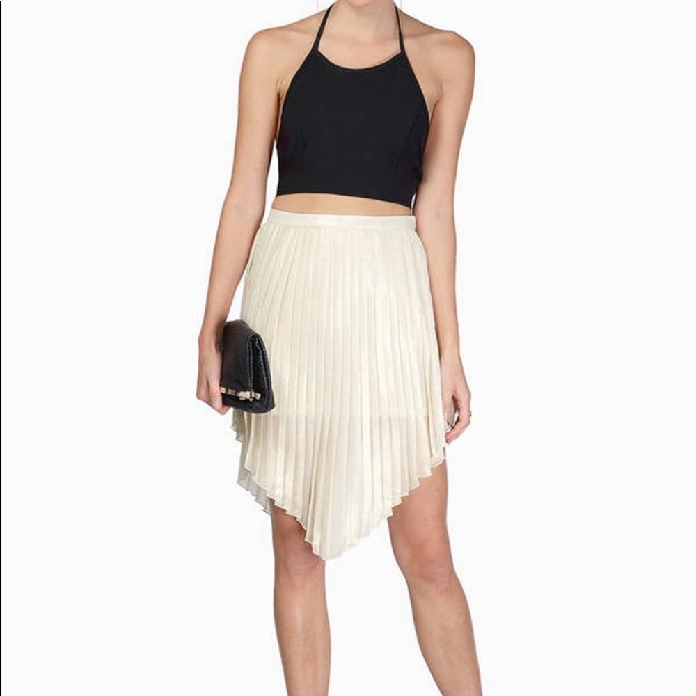 Tobi NWT Jingle All the Way gold skirt w/ side zip