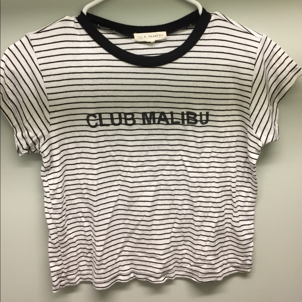 Black and White Striped Cropped Shirt