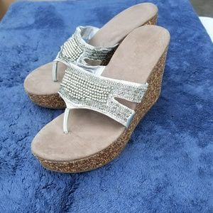 Silver wedge sandles