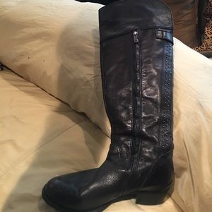 Ladies black over the knee boot w/pewter studs