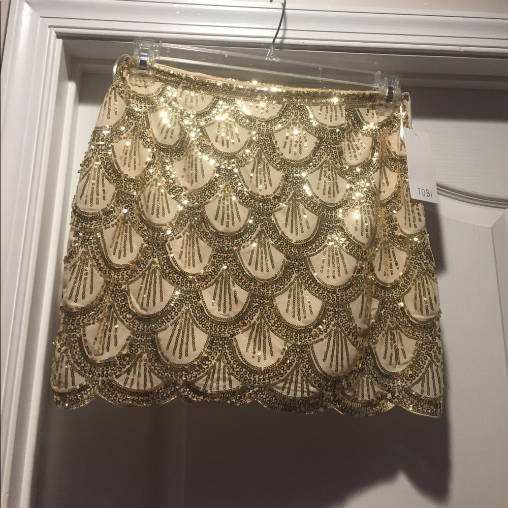 Gold glitter patterned Tobi miniskirt