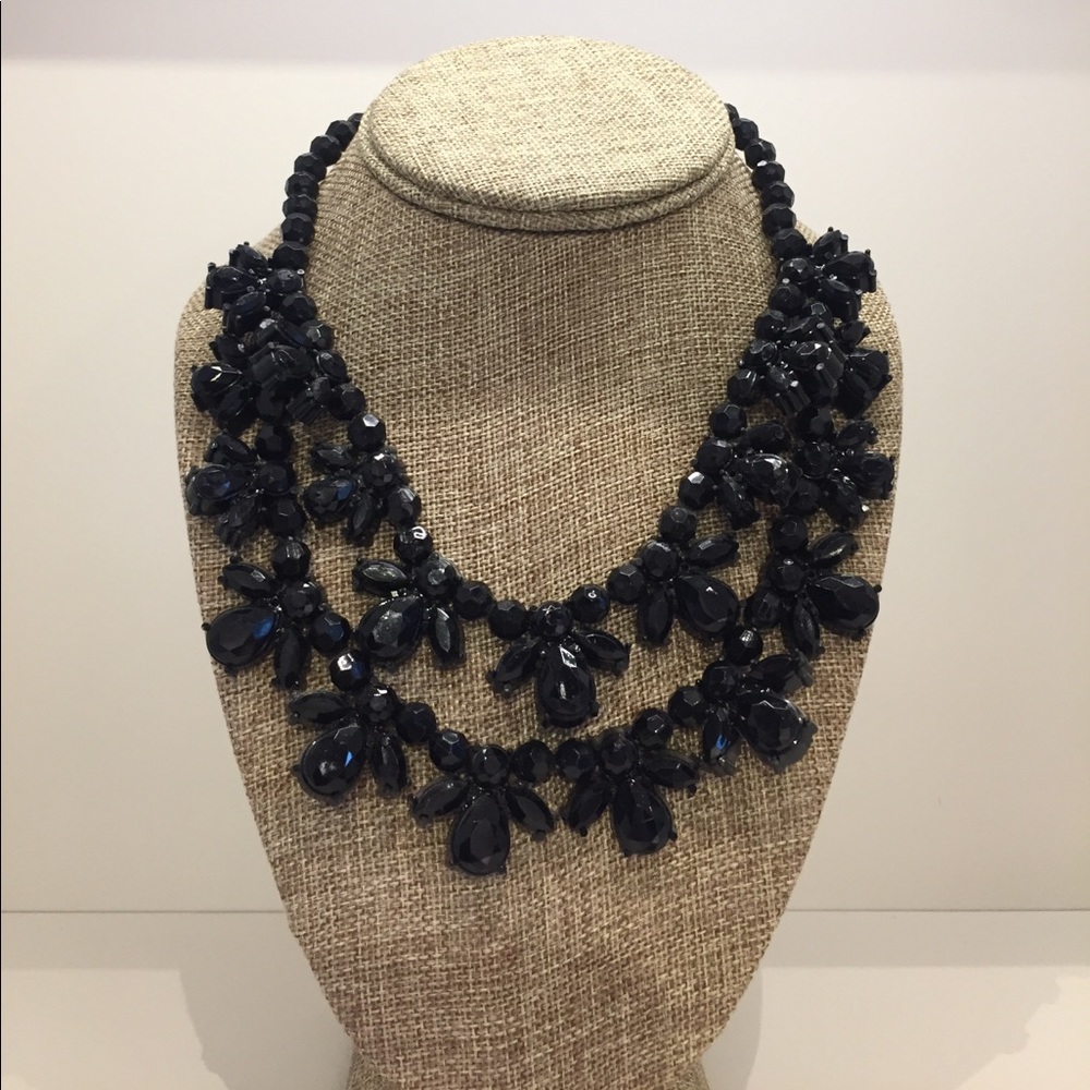 Black Beaded Statement Necklace (NWOT)