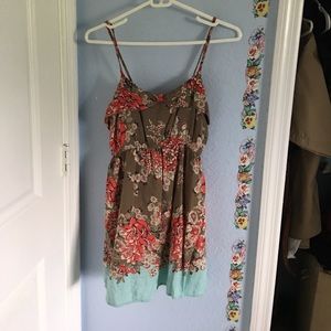 Knee length floral dress.